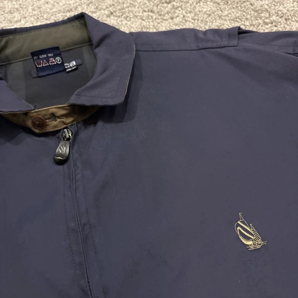 Nautica Harrington Jacket Men 2XL Blue Full Zip Plaid Lined Loop Collar Bomber